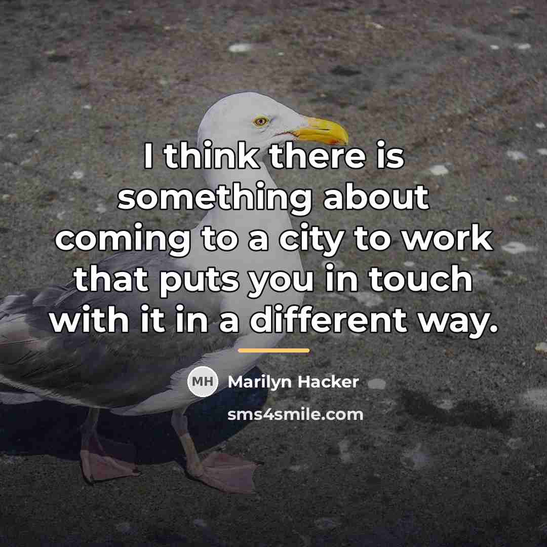 “I think there is something about coming to a city…” quote by Marilyn Hacker