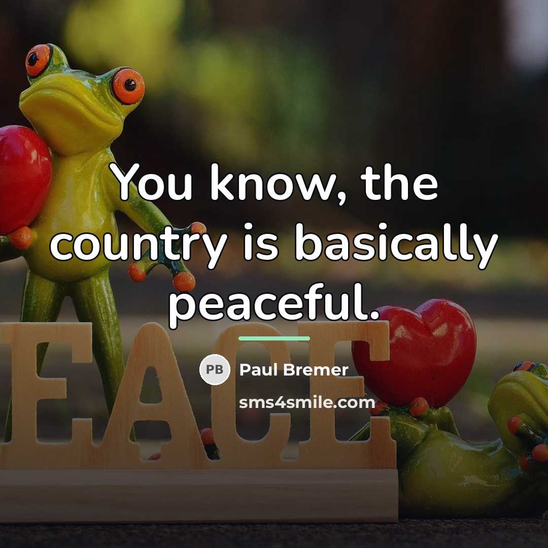 “You know, the country is basically peaceful.…” quote by Paul Bremer