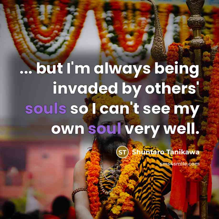 “... but I'm always being invaded by others' souls so I can't see my own soul very well.” quote by Shuntaro Tanikawa