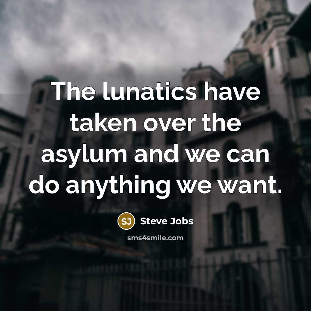 “The lunatics have taken over the asylum and we can do anything we want.” quote by Steve Jobs