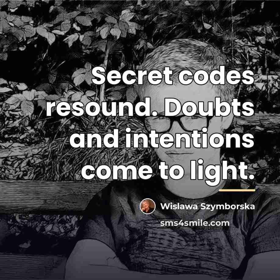 “Secret codes resound. Doubts and intentions come to light.…” quote by Wislawa Szymborska
