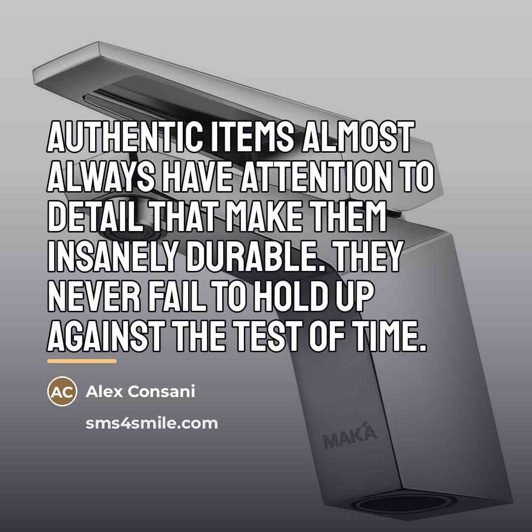 “Authentic items almost always have attention to detail that make…” quote by Alex Consani