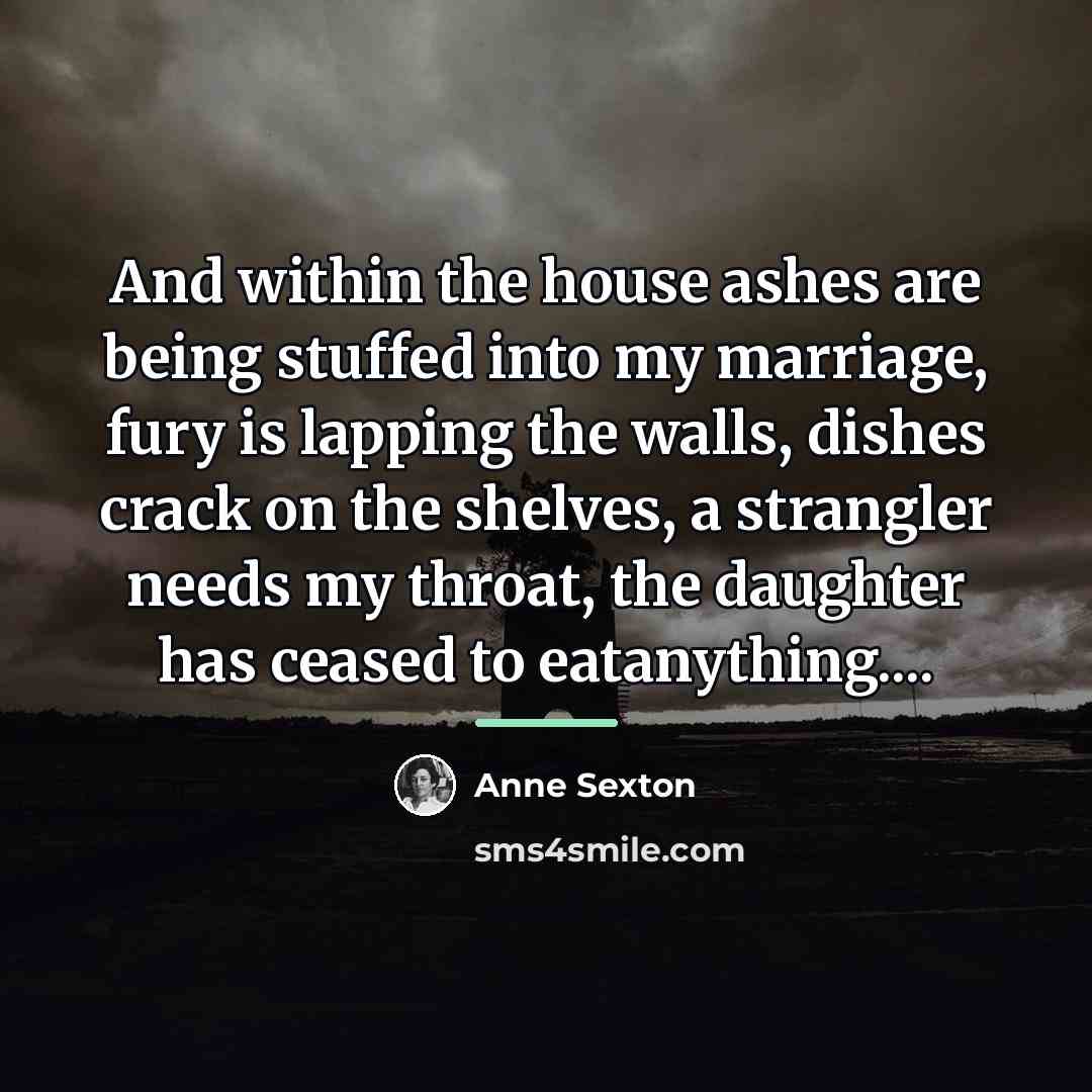 “And within the house ashes are being stuffed into my…” quote by Anne Sexton