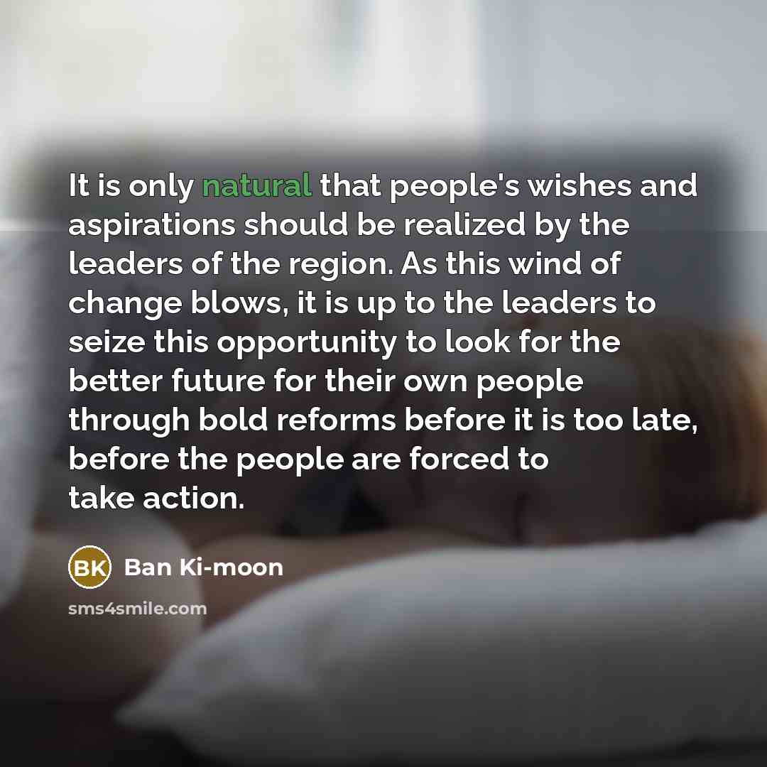 “It is only natural that people's wishes and aspirations should…” quote by Ban Ki-moon