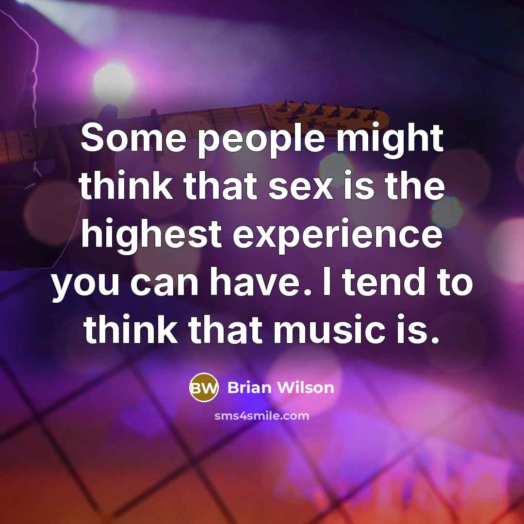 “Some people might think that sex is the highest experience you can have. I tend to think that music is.” quote by Brian Wilson