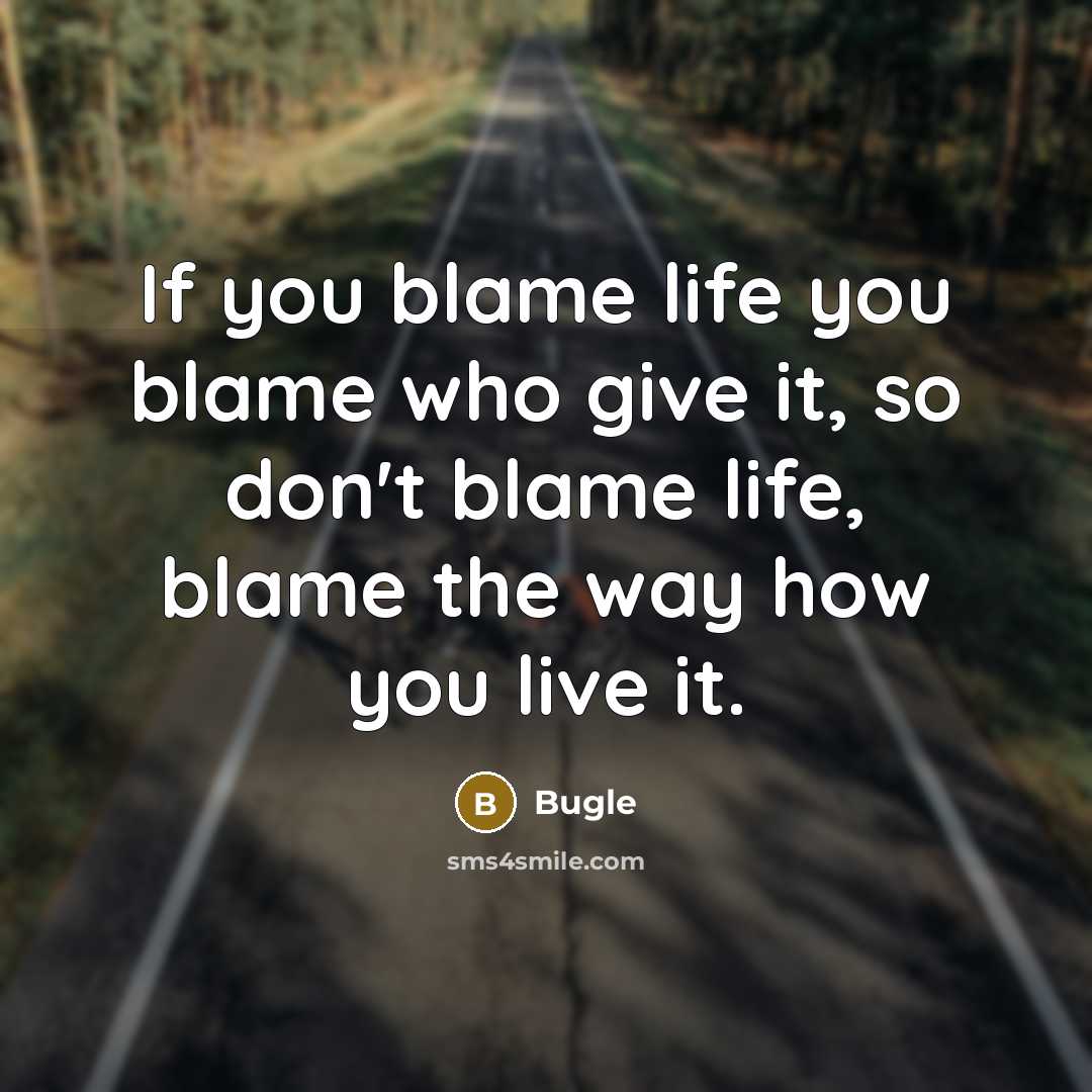 “If you blame life you blame who give it, so don't blame life, blame the way how you live it.” quote by Bugle