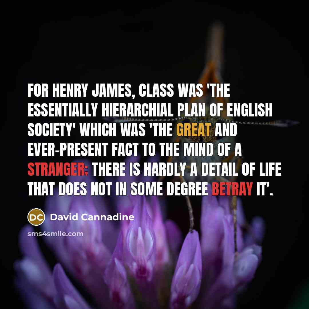 “For Henry James, class was 'the essentially hierarchial plan of…” quote by David Cannadine