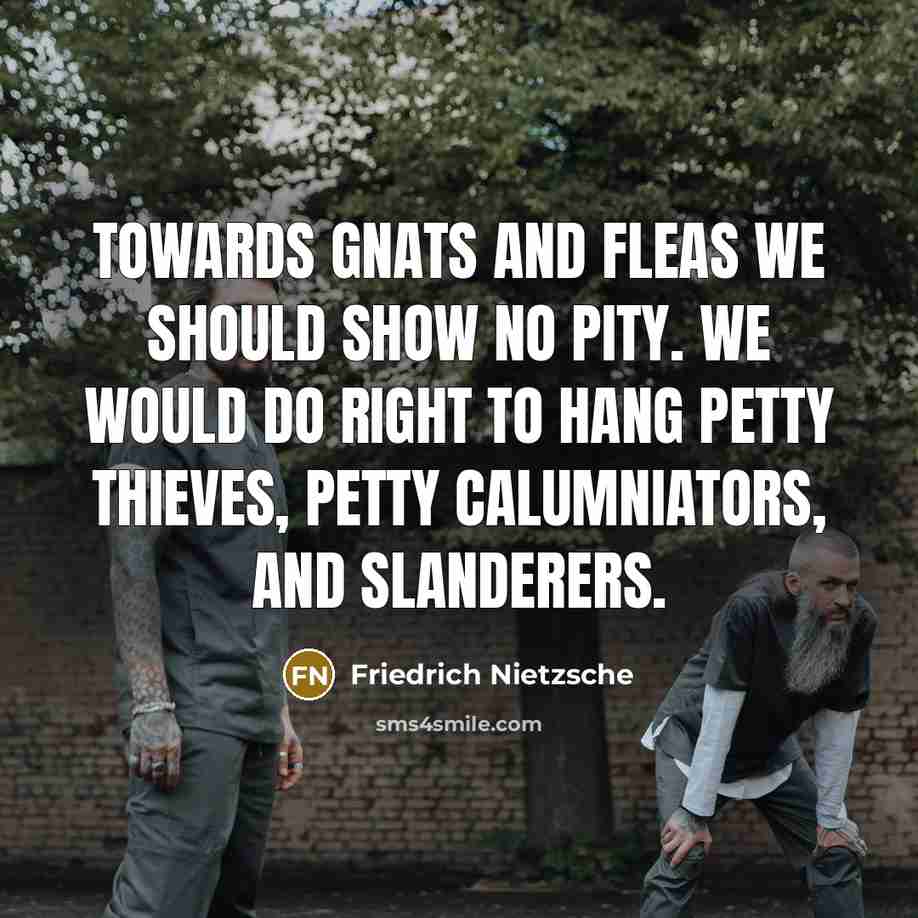 “Towards gnats and fleas we should show no pity. We…” quote by Friedrich Nietzsche