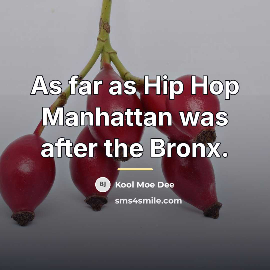“As far as Hip Hop Manhattan was after the Bronx.…” quote by Kool Moe Dee
