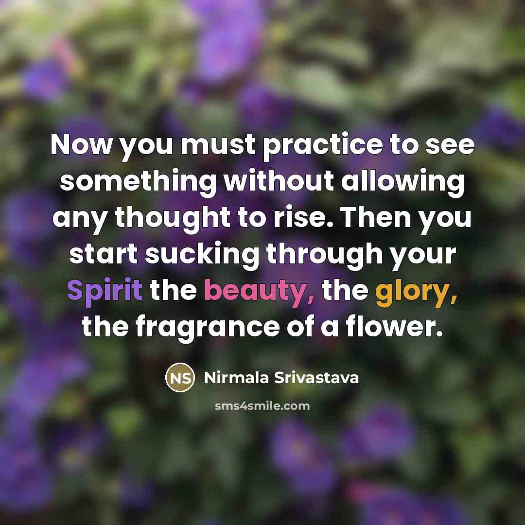 “Now you must practice to see something without allowing any…” quote by Nirmala Srivastava