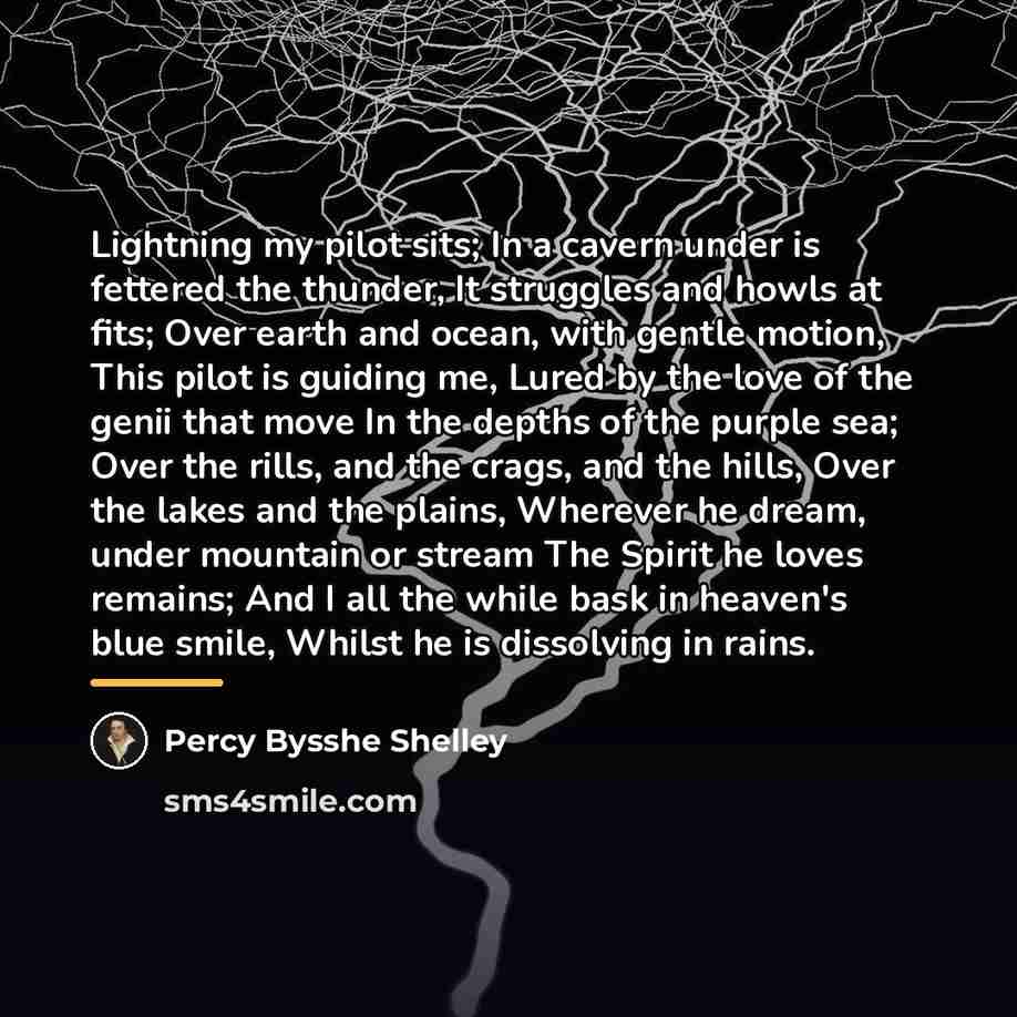 “Lightning my pilot sits; In a cavern under is fettered…” quote by Percy Bysshe Shelley