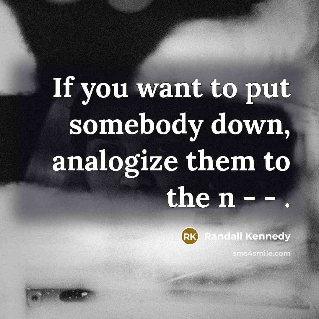 “If you want to put somebody down, analogize them to…” quote by Randall Kennedy