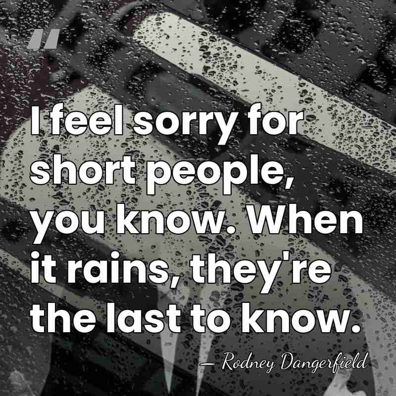 I feel sorry for short people, you know. When it rains, they're&hellip; - Rodney Dangerfield