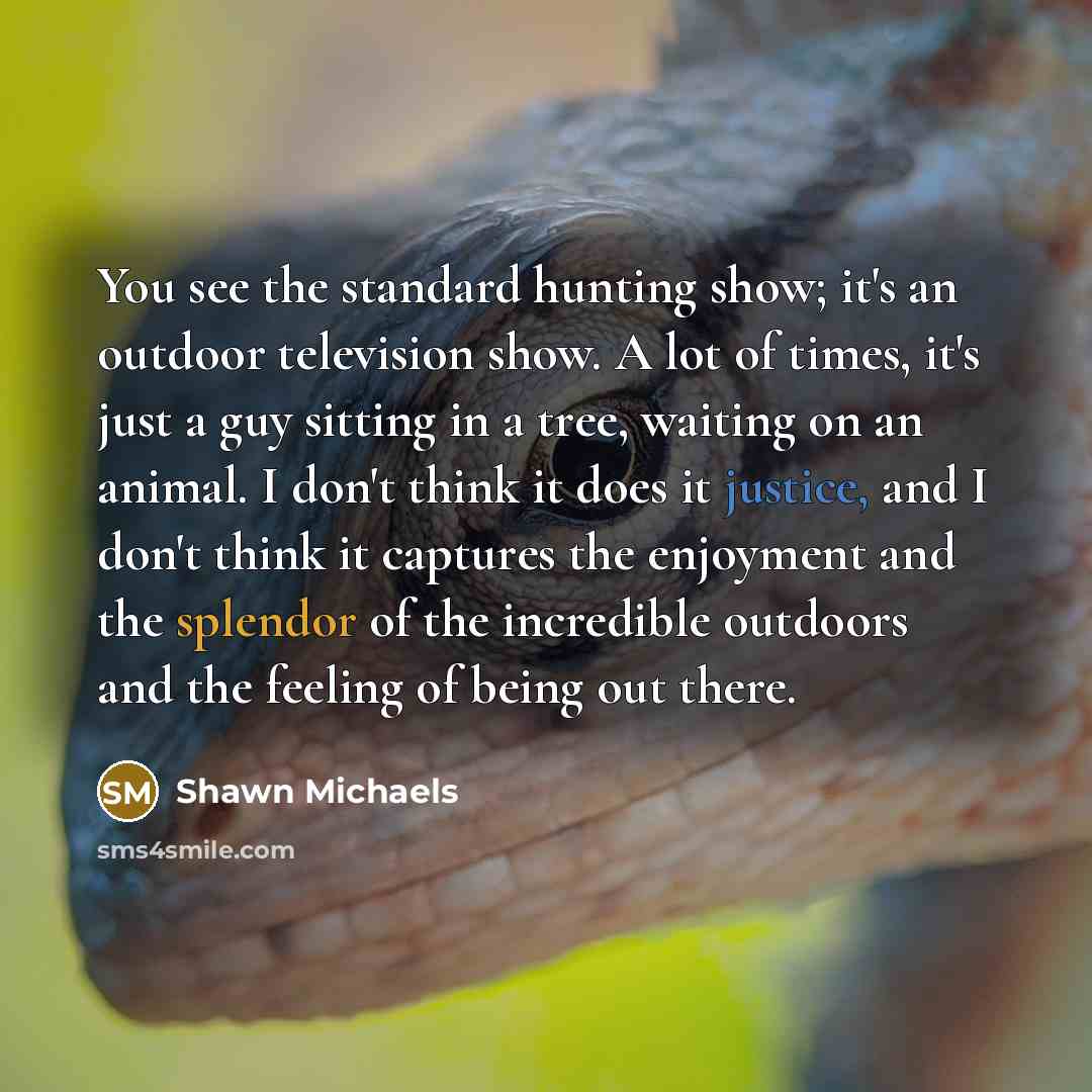 “You see the standard hunting show; it's an outdoor television…” quote by Shawn Michaels