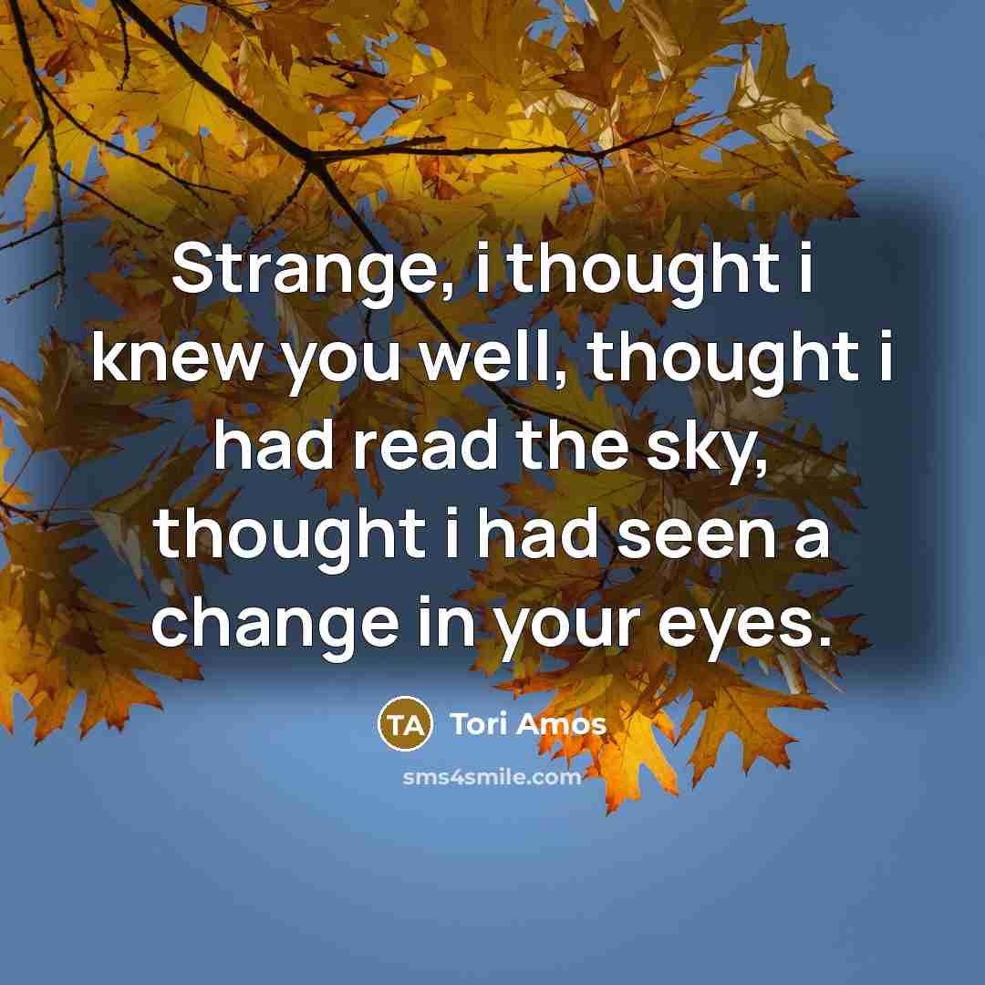 “Strange, i thought i knew you well, thought i had…” quote by Tori Amos