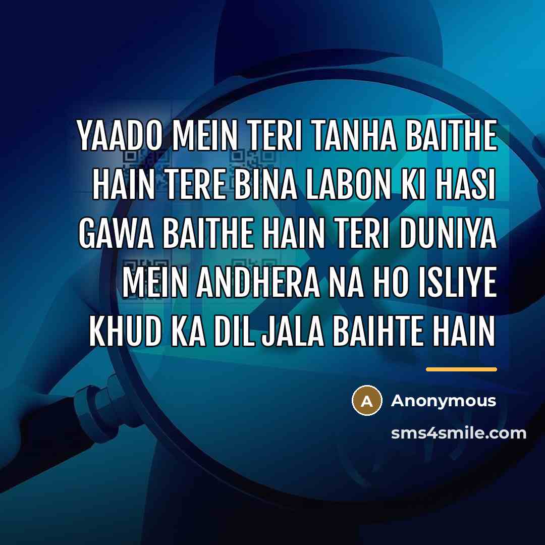 “Yaado Mein Teri Tanha Baithe Hain Tere Bina Labon Ki…” quote by Anonymous
