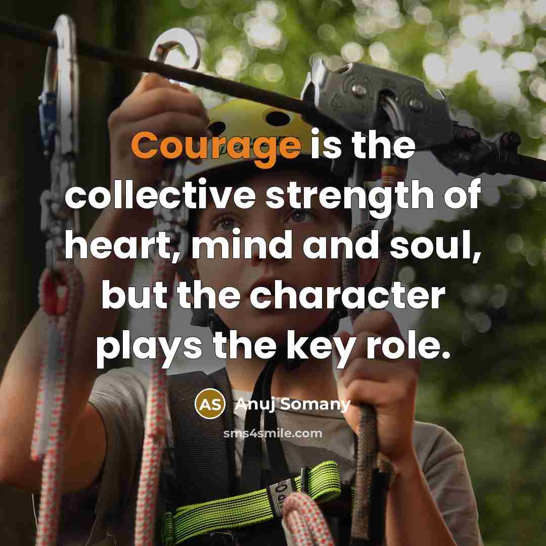 “Courage is the collective strength of heart, mind and soul,…” quote by Anuj Somany