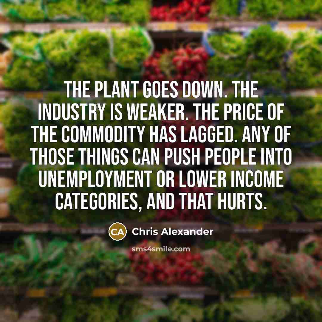 “The plant goes down. The industry is weaker. The price…” quote by Chris Alexander