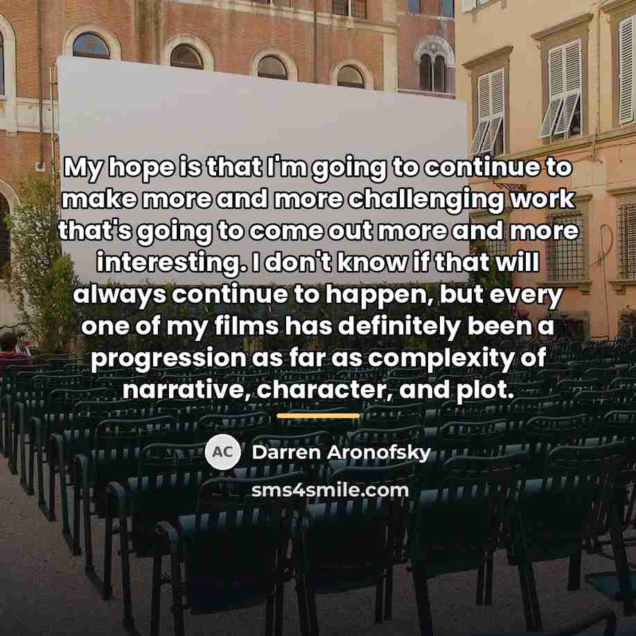 “My hope is that I'm going to continue to make…” quote by Darren Aronofsky