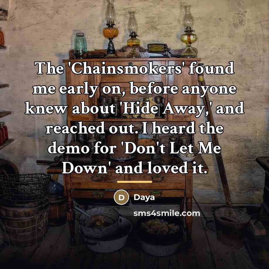 “The 'Chainsmokers' found me early on, before anyone knew about…” quote by Daya
