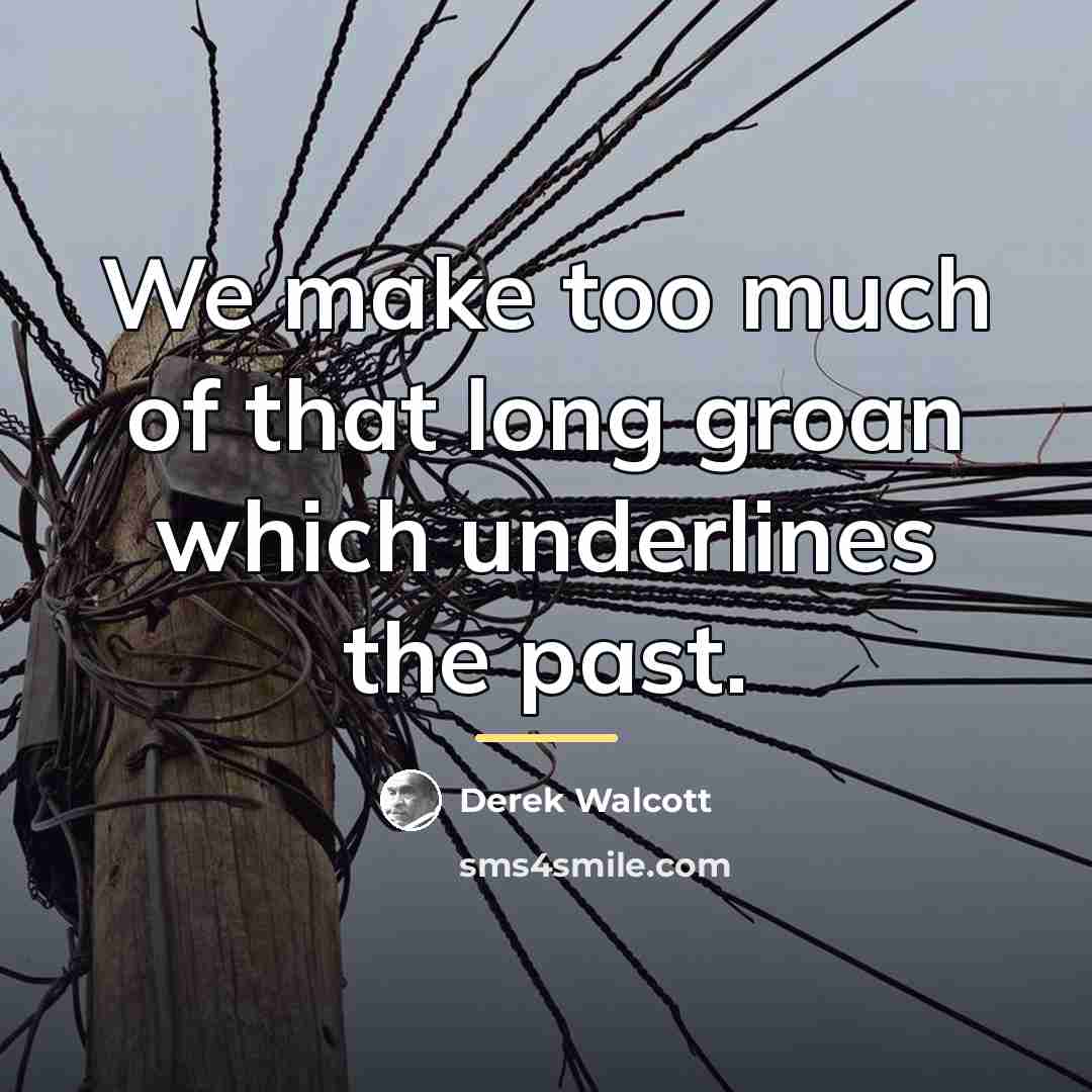 “We make too much of that long groan which underlines…” quote by Derek Walcott