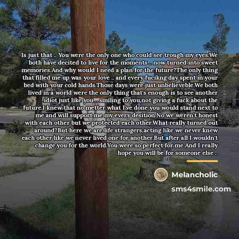 “Is just that .. You were the only one who…” quote by Melancholic