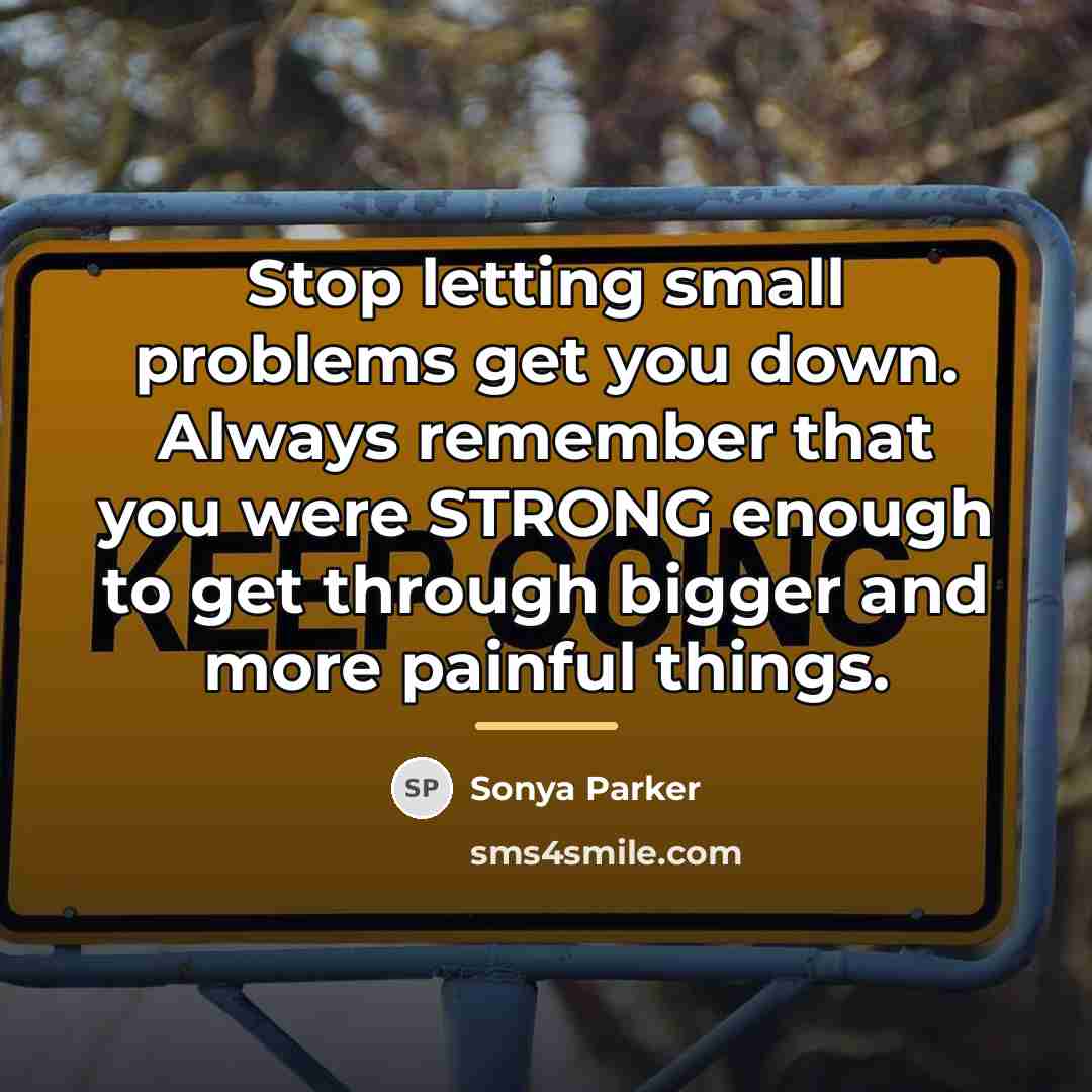 “Stop letting small problems get you down. Always remember that…” quote by Sonya Parker