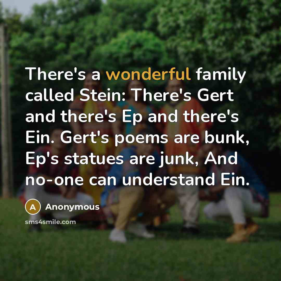 “There's a wonderful family called Stein: There's Gert and there's…” quote by Anonymous