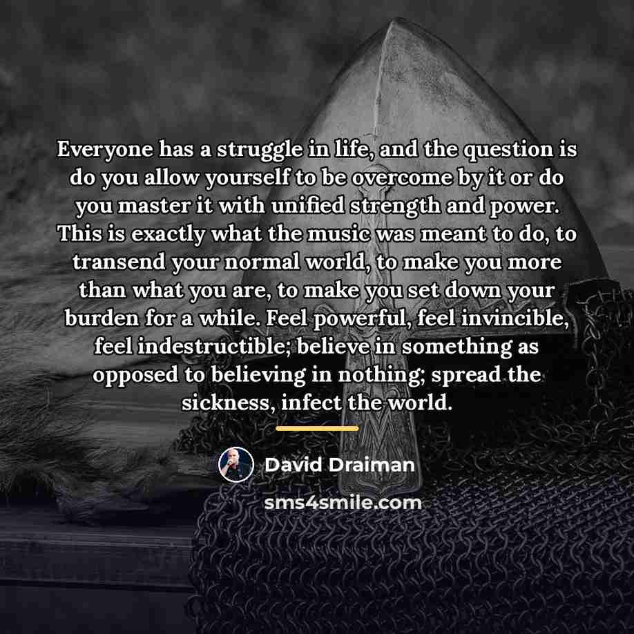 “Everyone has a struggle in life, and the question is…” quote by David Draiman