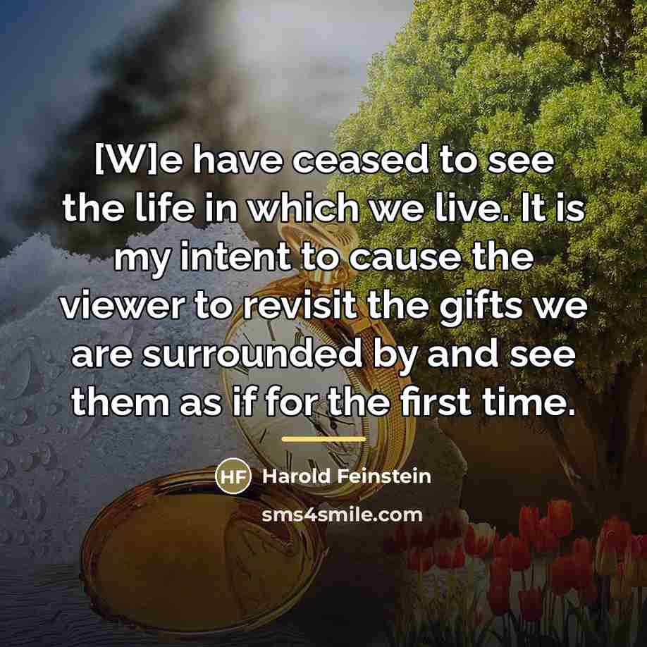 “[W]e have ceased to see the life in which we…” quote by Harold Feinstein