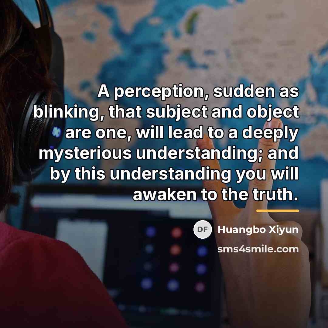 “A perception, sudden as blinking, that subject and object are…” quote by Huangbo Xiyun