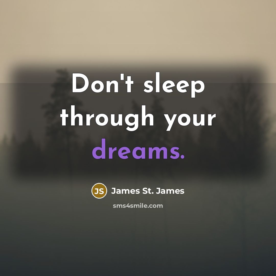 “Don't sleep through your dreams.…” quote by James St. James