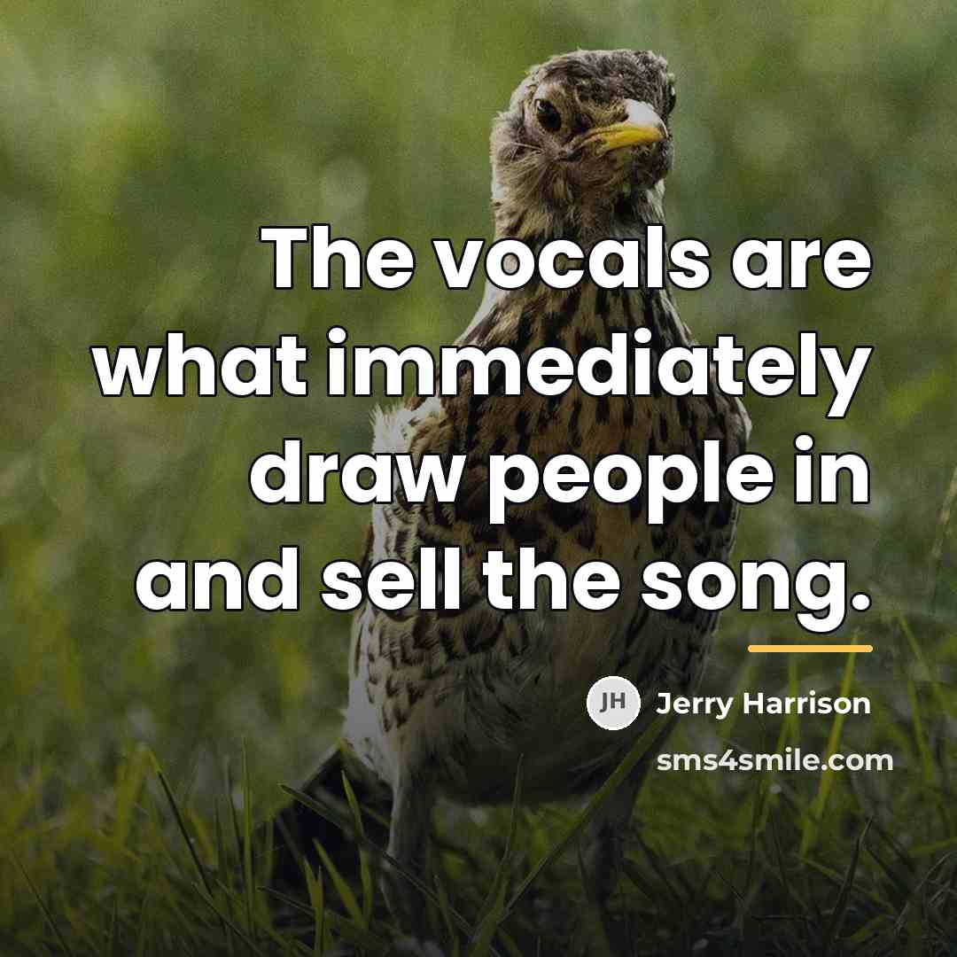 “The vocals are what immediately draw people in and sell…” quote by Jerry Harrison