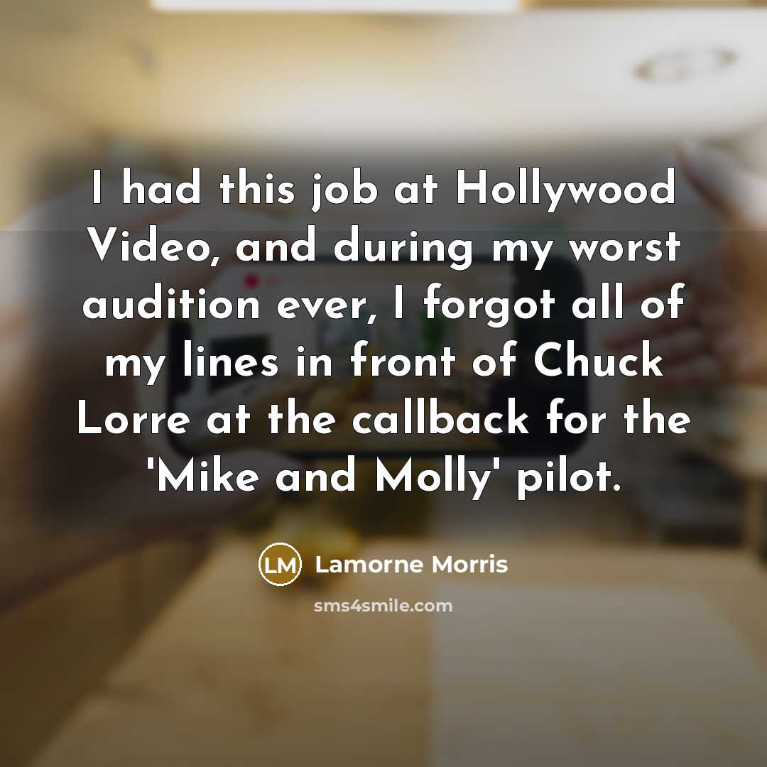“I had this job at Hollywood Video, and during my…” quote by Lamorne Morris