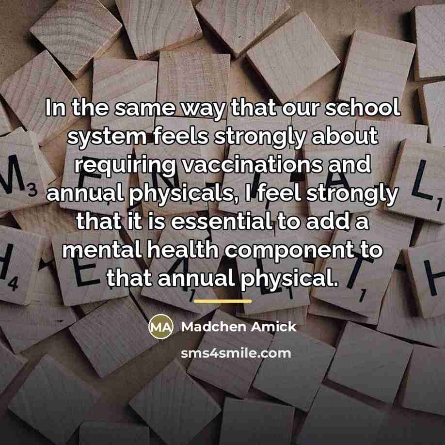 “In the same way that our school system feels strongly…” quote by Madchen Amick