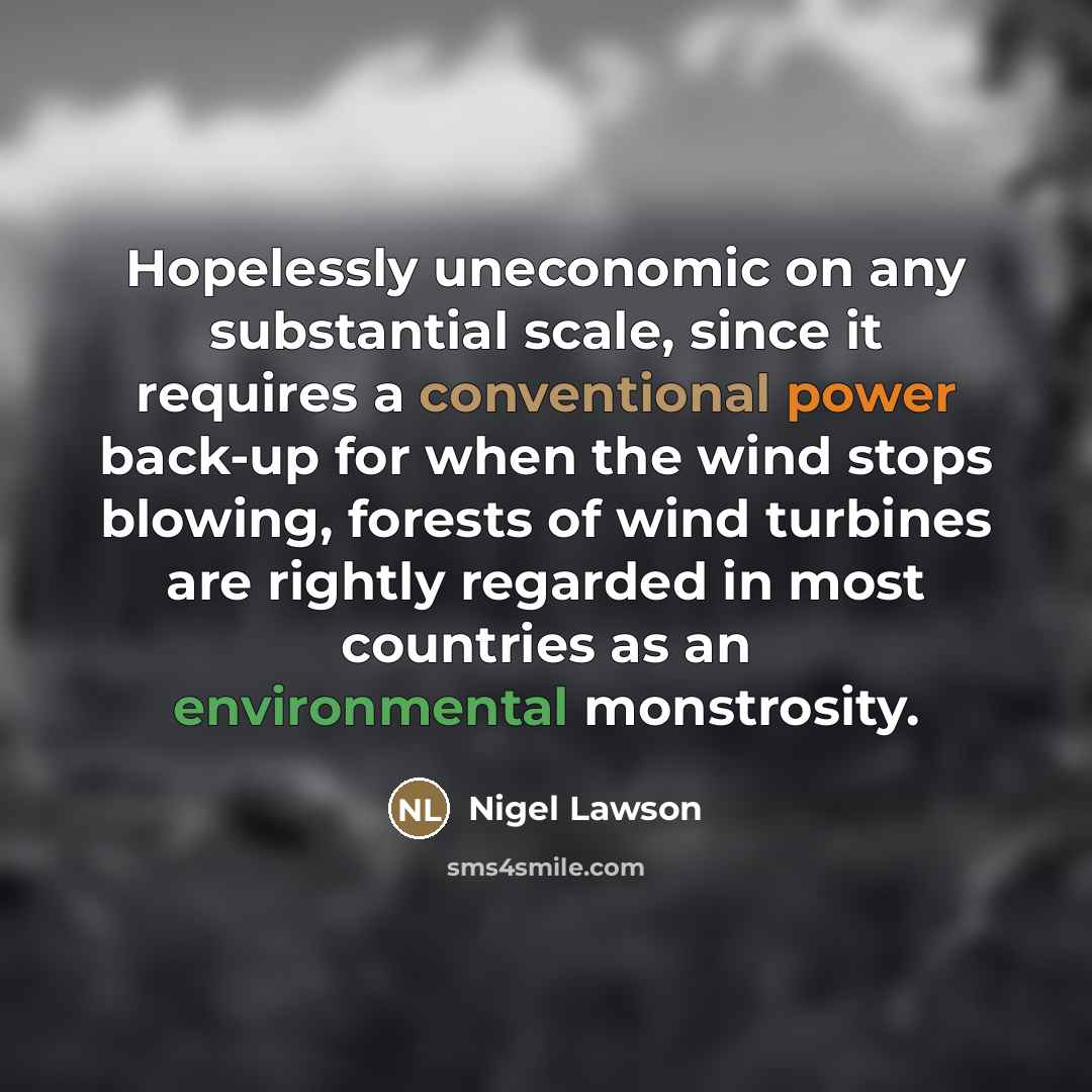 “Hopelessly uneconomic on any substantial scale, since it requires a…” quote by Nigel Lawson