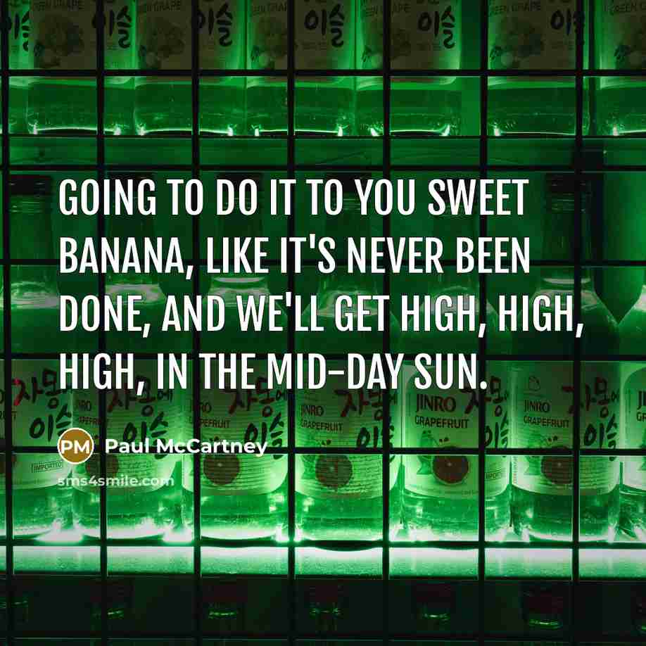 “Going to do it to you sweet banana, like it's…” quote by Paul McCartney