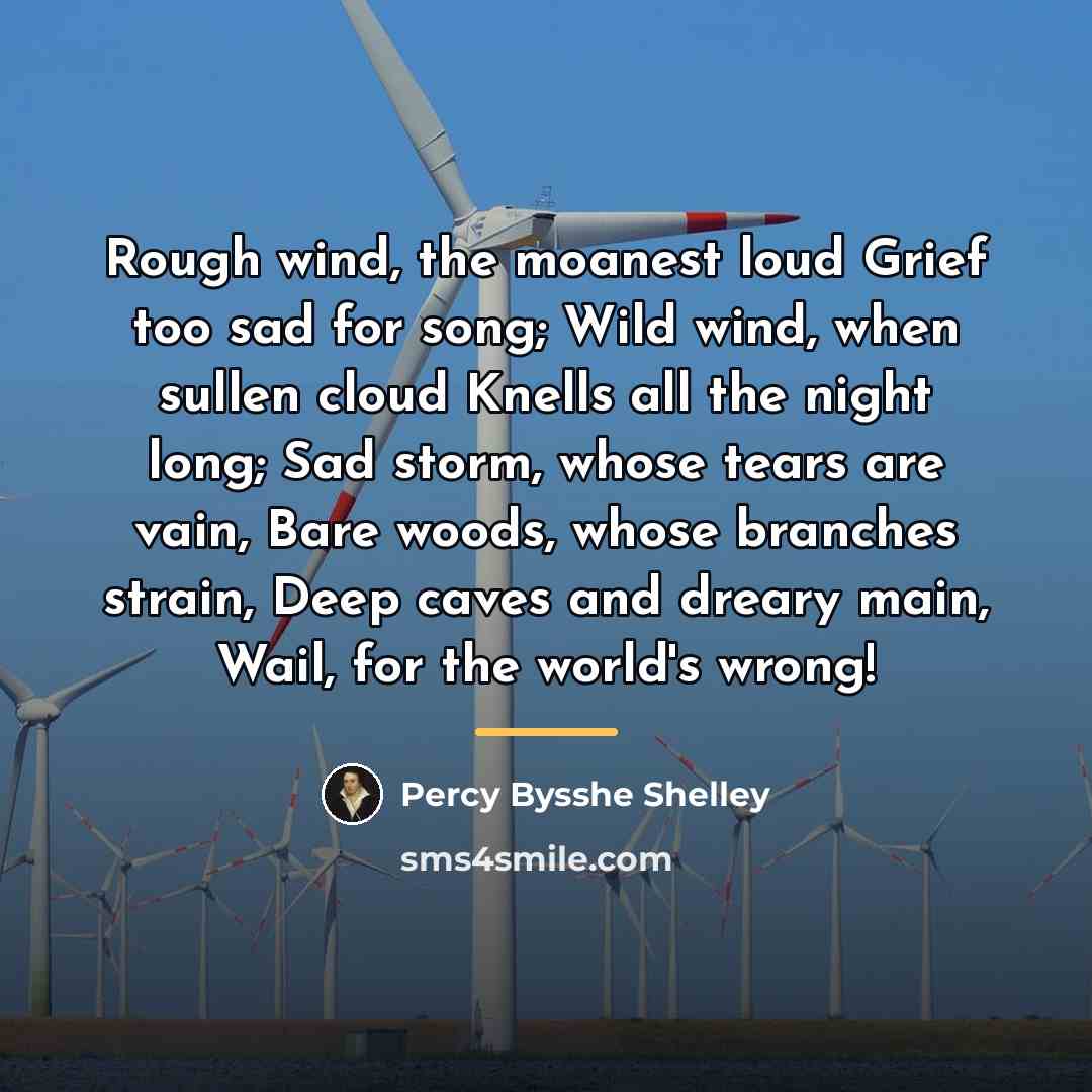 “Rough wind, the moanest loud Grief too sad for song;…” quote by Percy Bysshe Shelley