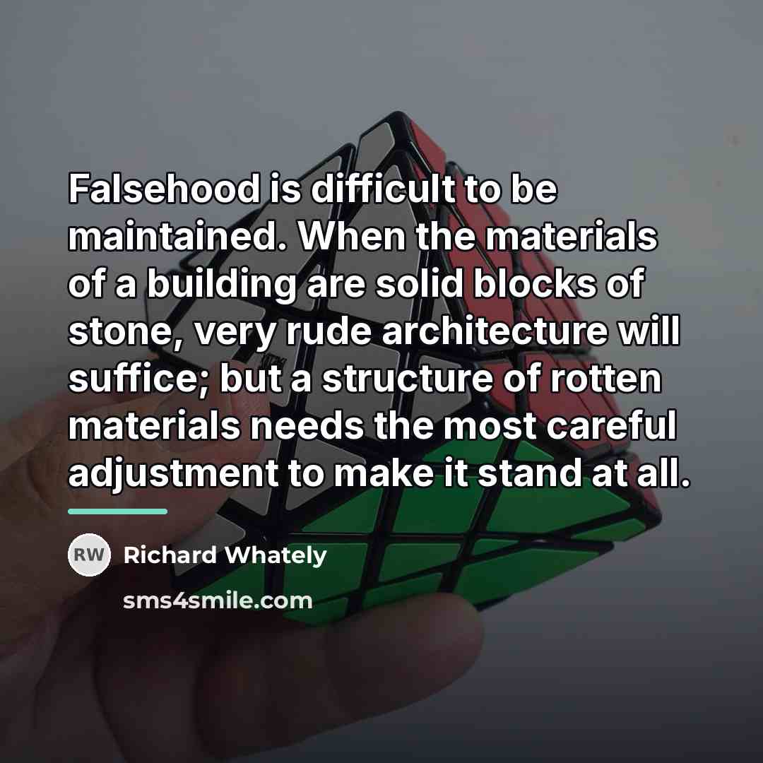 “Falsehood is difficult to be maintained. When the materials of…” quote by Richard Whately