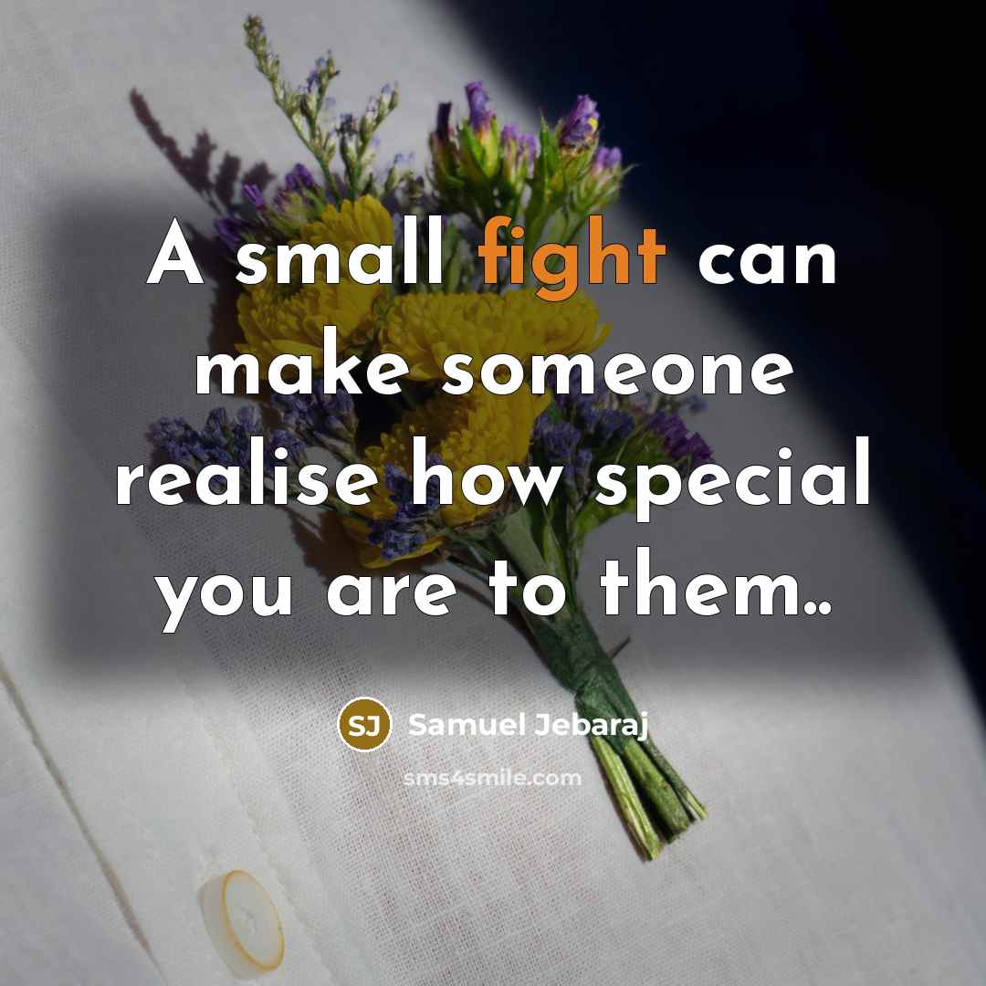 “A small fight can make someone realise how special you…” quote by Samuel Jebaraj