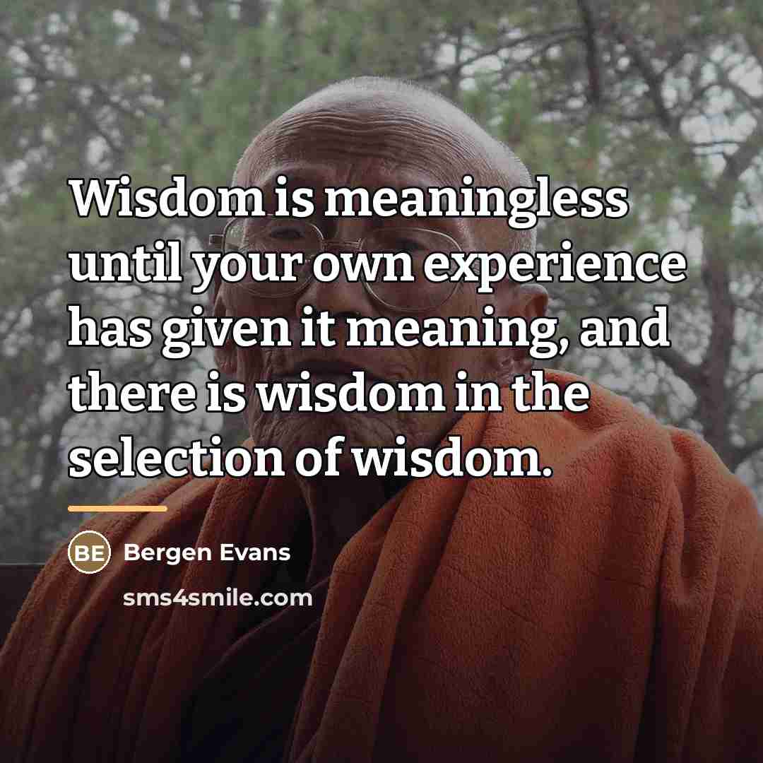 “Wisdom is meaningless until your own experience has given it…” quote by Bergen Evans