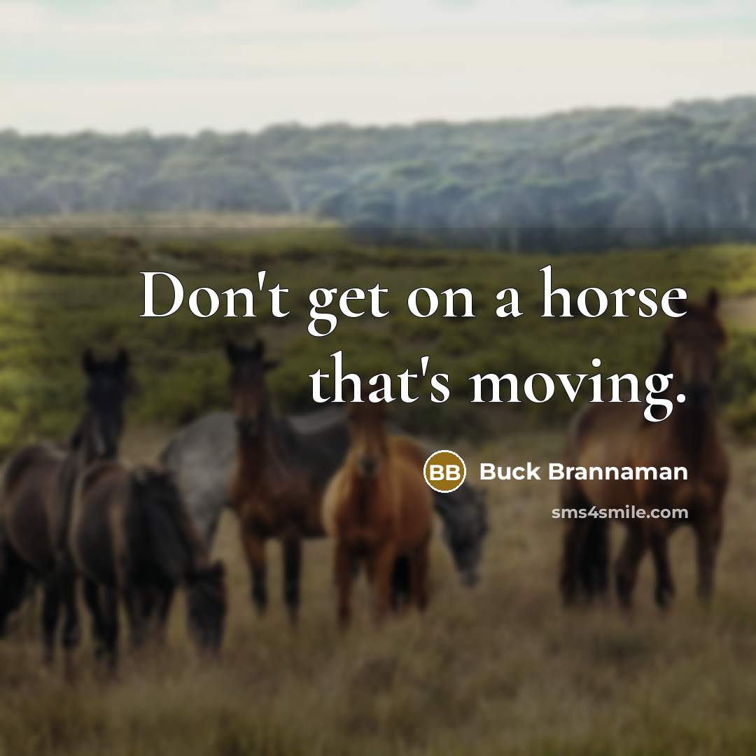“Don't get on a horse that's moving.…” quote by Buck Brannaman