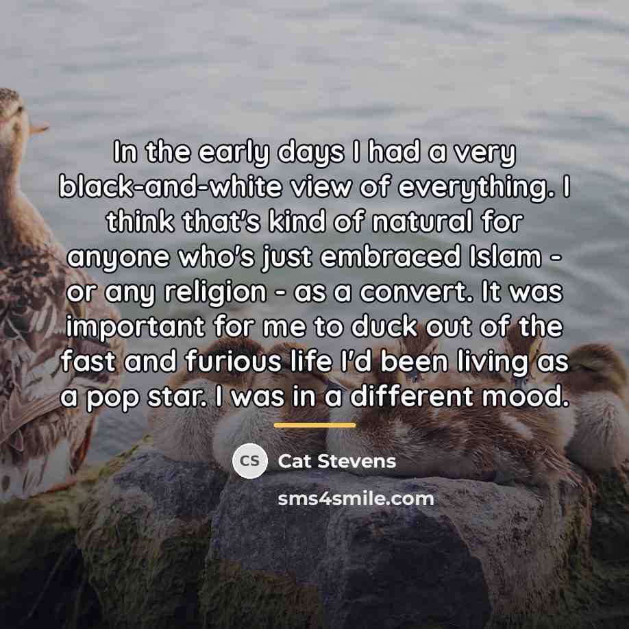 “In the early days I had a very black-and-white view…” quote by Cat Stevens