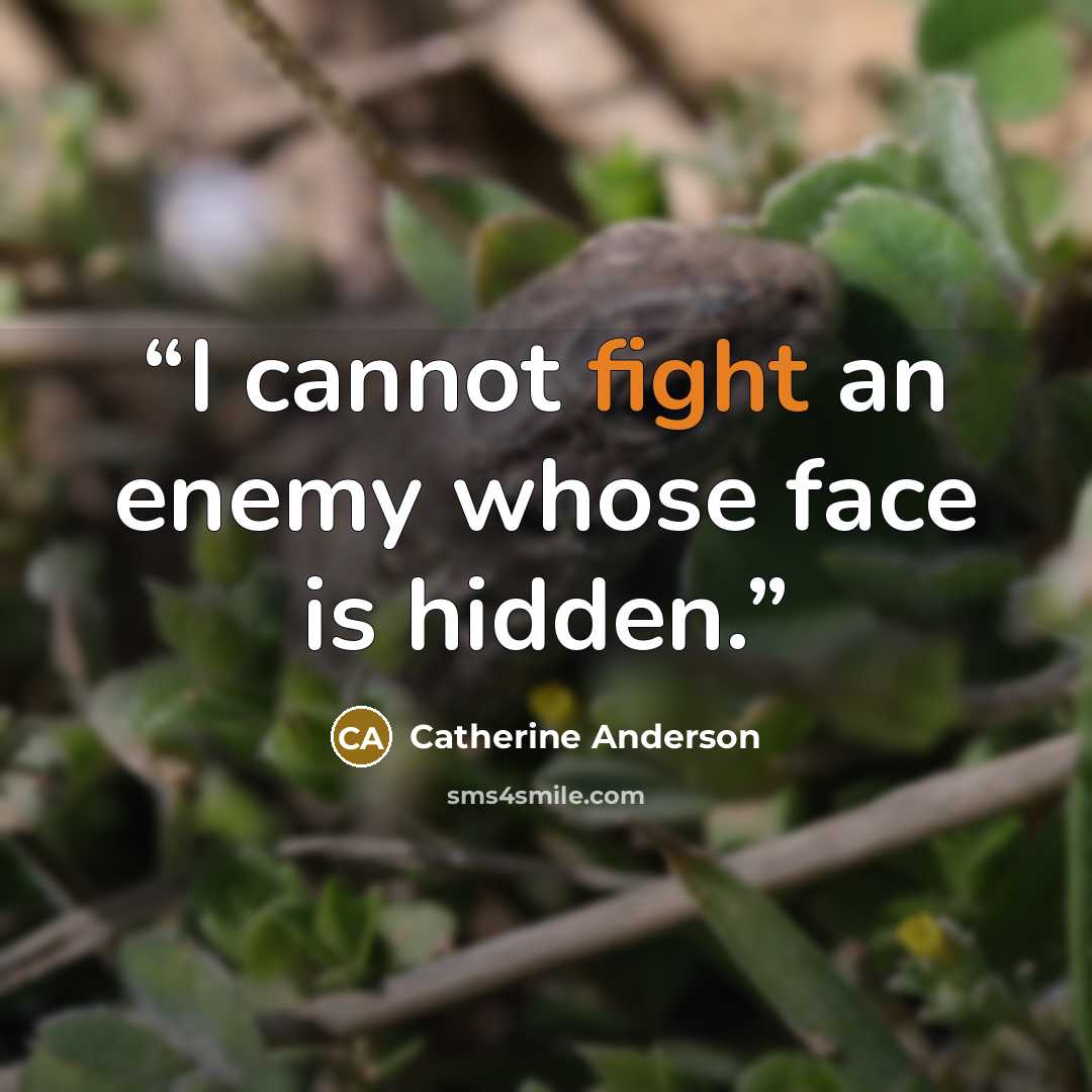 “I cannot fight an enemy whose face is hidden.” quote by Catherine Anderson