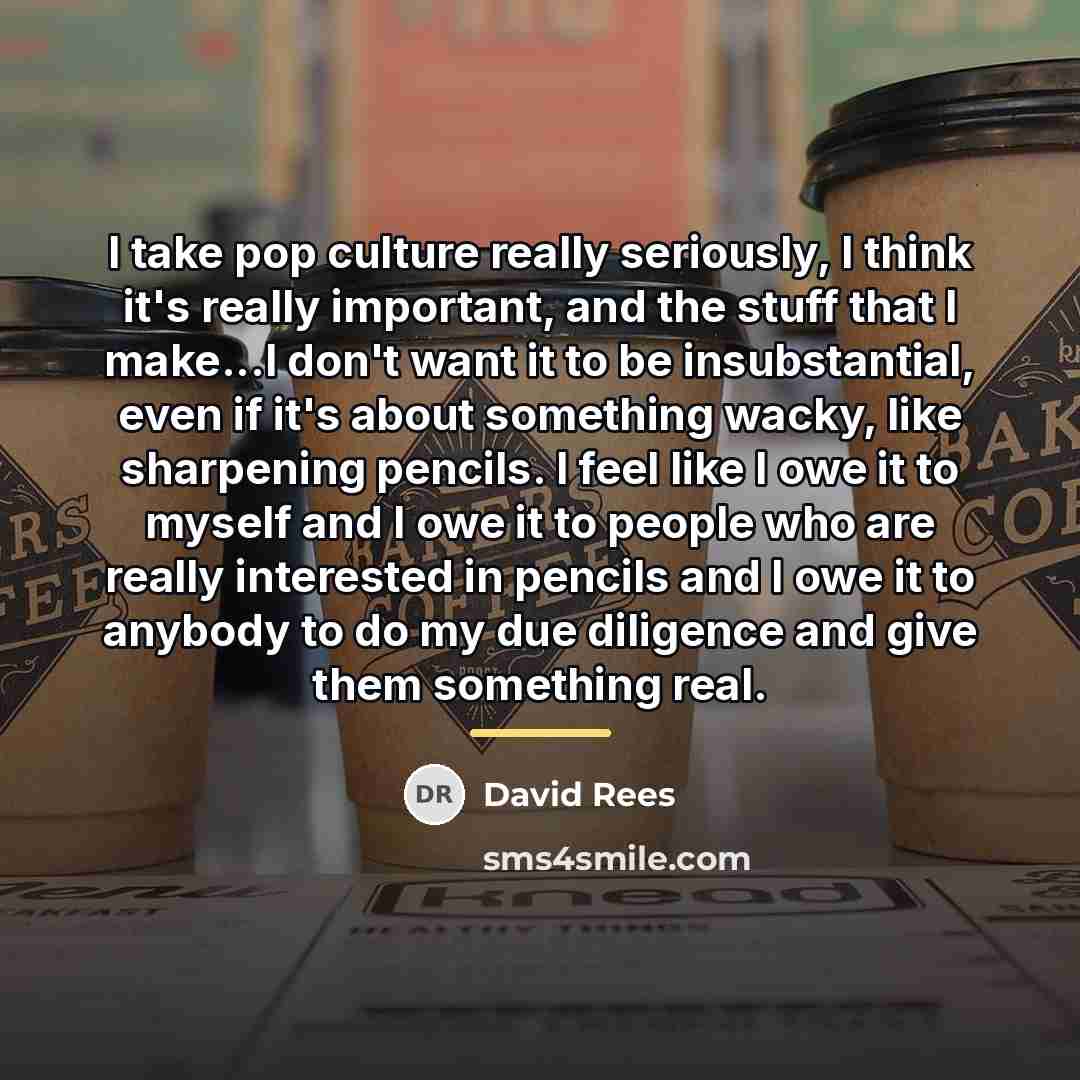 “I take pop culture really seriously, I think it's really…” quote by David Rees