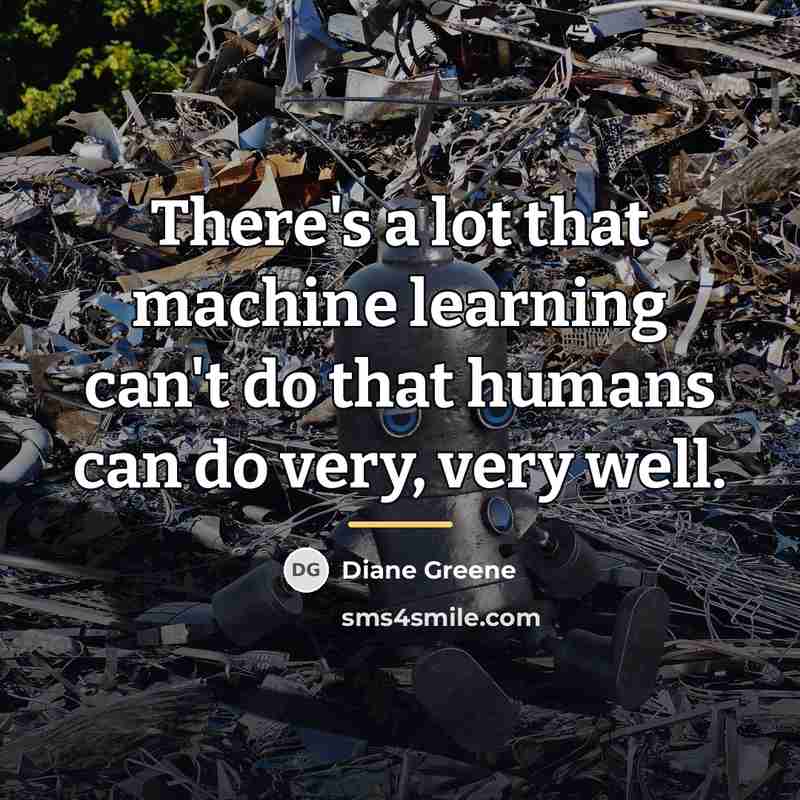 “There's a lot that machine learning can't do that humans…” quote by Diane Greene