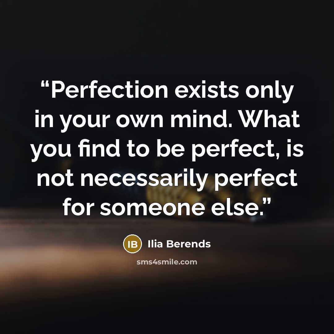 “Perfection exists only in your own mind. What you find to be perfect, is not necessarily perfect for someone else.” quote by Ilia Berends