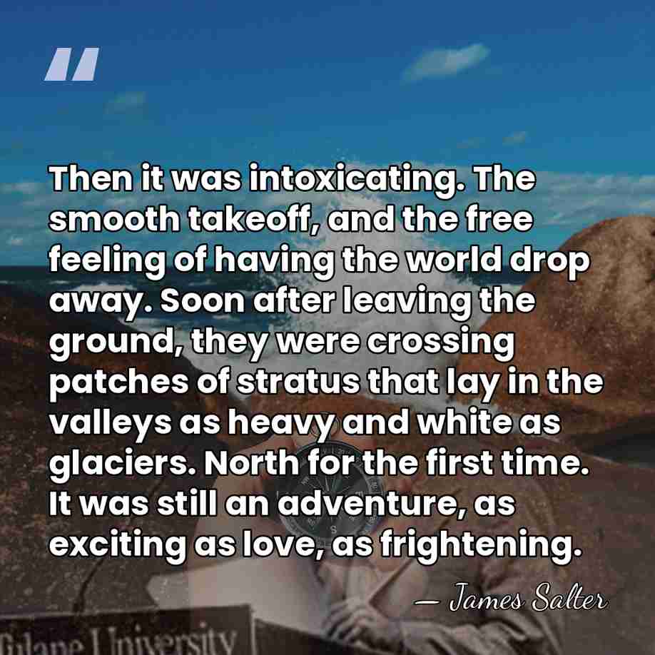 Then it was intoxicating. The smooth takeoff, and the free feeling of&hellip; - James Salter