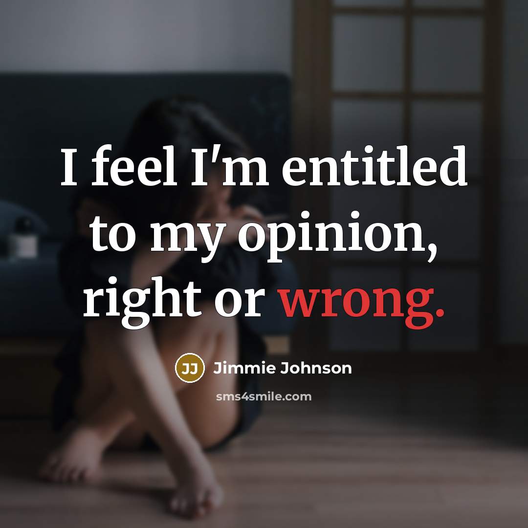 “I feel I'm entitled to my opinion, right or wrong.…” quote by Jimmie Johnson