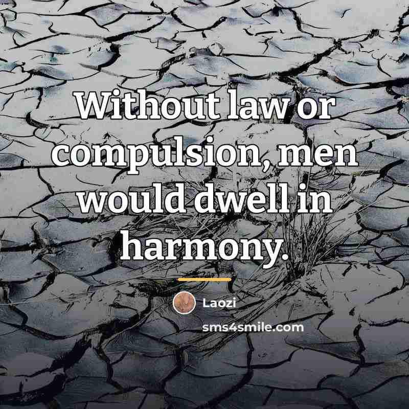 “Without law or compulsion, men would dwell in harmony.…” quote by Laozi
